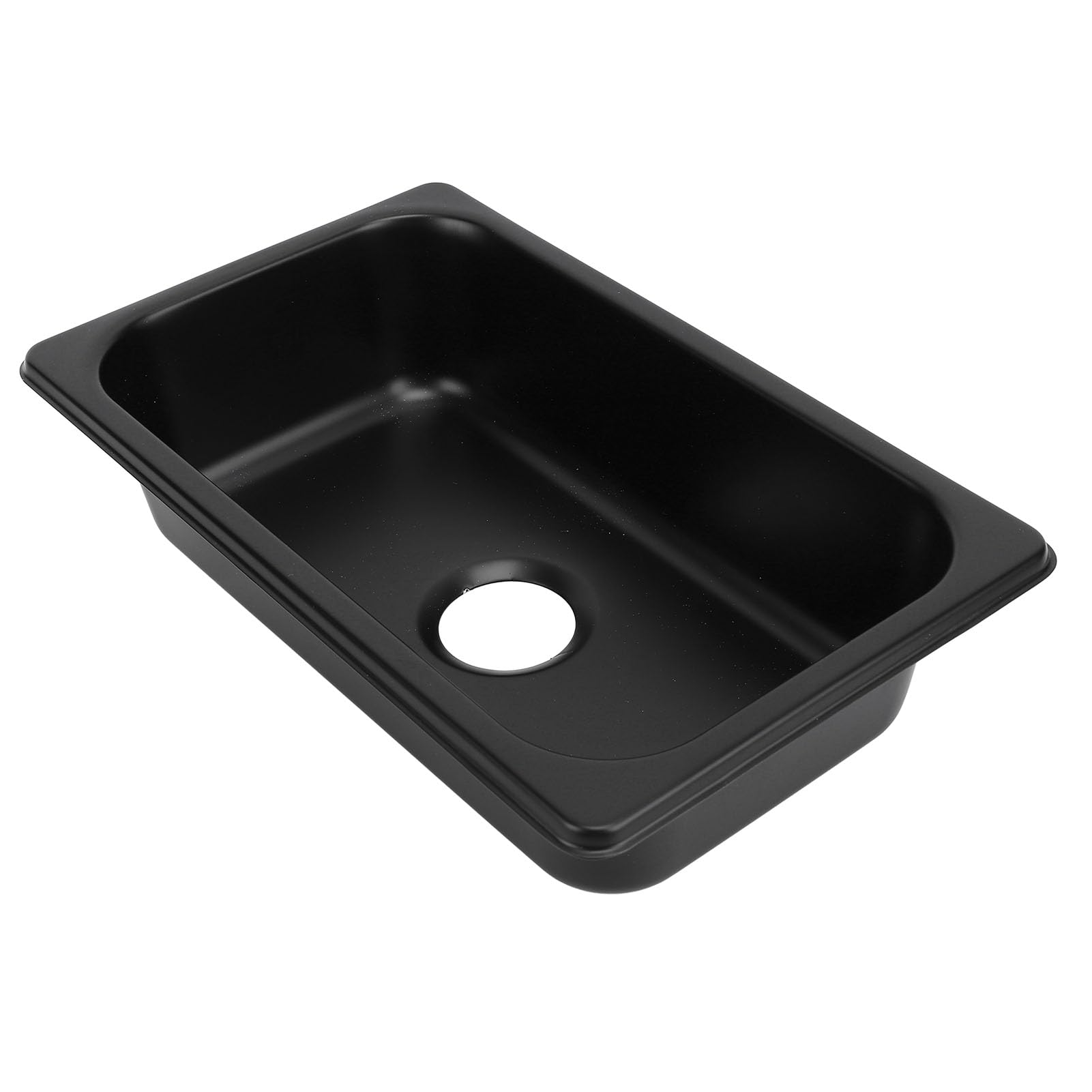 KKPLZZ Fregadero de acero inoxidable para caravana, lavabo rectangular con salida de desagüe de 40 mm, para cocina, baño, caravana, yate, barco (negro spray GR‑1465B)