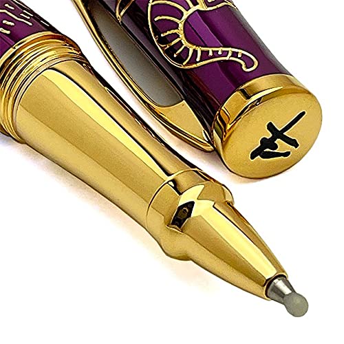 Cross Sauvage 2021 Year Of The Ox Special-Edition, Hand-Polished Translucent Plum Lacquer Finish With Deep-Etched Ox Engraving With 23Kt Gold Plated Inlays And Appointments Selectip Rollerball Pen #TOP5