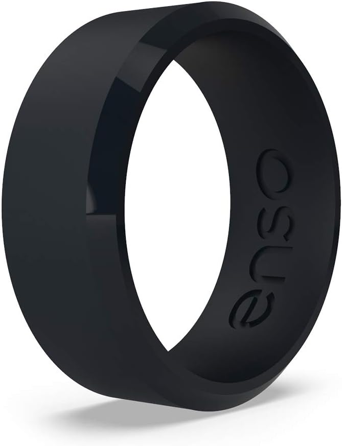 Bevel Classic Silicone Wedding Ring – Hypoallergenic Unisex Wedding Band – Comfortable Band for Active Lifestyle – 8mm Wide, 2.16mm Thick
