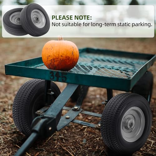 AR-PRO (2-Pack) 10-Inch Solid Wheel Replacement - 4.10/3.50-4 Flat Free Tire and Wheel with 5/8 extra 3/4 &1/2 Bearings and 2.2" Offset Hub - Compatible with Hand Truck, Generator, Gorilla Carts
