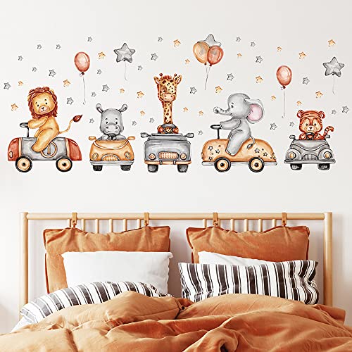 Yotdmk Wall Stickers For Kids Room Boys Girls Bedroom Decals Cartoon Animal Cars Theme Fox Lion Elephant Giraffe Wallpaper Wall Decals For Baby Nursery Room Playroom Kindergarten Decorative Stikcers #TOP3