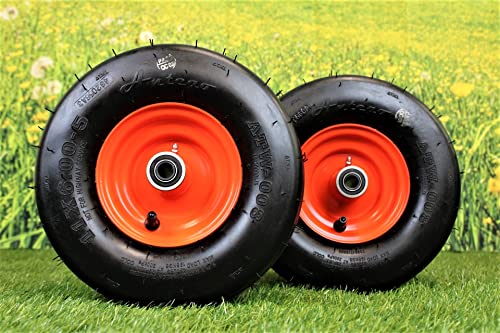 Antego Tire & Wheel - Set of Two Bad Boy 11x6.00-5 Pneumatic Assemblies | Powder Coated Orange | Direct Replacement for 022-8049-00 022-8055-00
