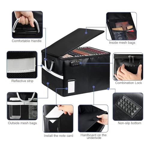 Image of Crewer File Holder for Documents, Document Organizer File, Document File Folder - Ideal Office Document Bag, Certificate File Holder, and File Organizer for Efficient Document Management (Black, L)