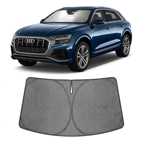 Image of Proadsy Windshield Sun Shade Custom Fit Audi Q8 2019-2026 Ice Crystal Black Front Window Sunshade UV and Heat Blocker Foldable Visor Keeps Car Cooler for Summer Parking and Daily Use