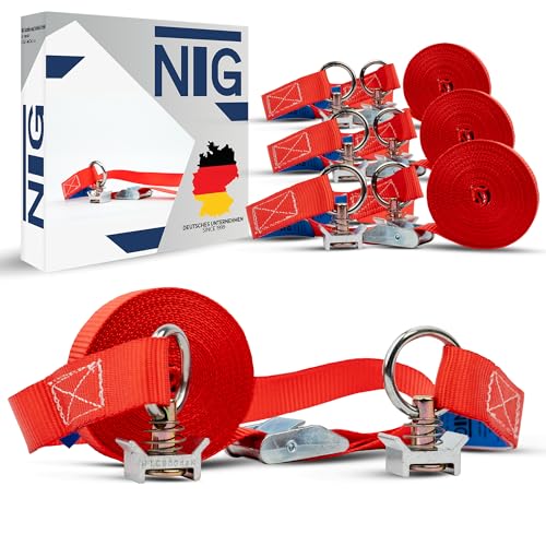 NTG 4 pièces de Sangle de Serrage pour Rail Airlin de 5 m de Long avec Boucle de Serrage et 2 pièces de raccord en Aluminium 25 mm de Large 300 KG
