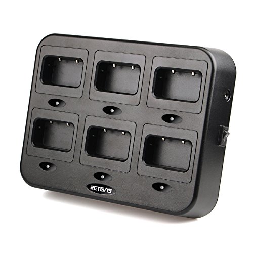 Retevis RT24 Ladestation Kompatibel mit den RT24 RT28 RT24V RT21 Walkie Talkie, 6-Wege-Ladegerät Funkgerät, Ladegerät Kann 6 Funkgeräte oder 6 Batterieladegeräte (Schwarz)