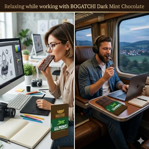Image of BOGATCHI 99% Dark Chocolate| Mint | Real Cocoa Intense Dark Chocolate, 60gm