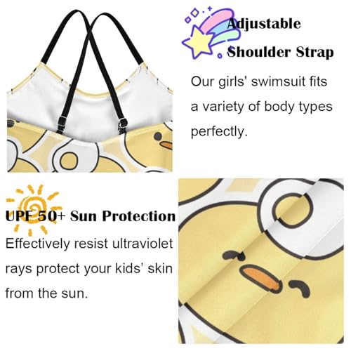 Image of Girls one Piece Swimsuit Summer UPF 50+ Quick Dry Beach Bathing Suit with Straps Swimwear 3-10 Years