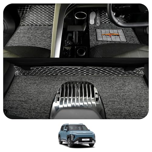 Image of CONTINENTAL [Butterfly 7D Syros Car Mats] Luxury 7D Car Floor Mats for New Syros 2026 || Scratchproof & Waterproof Syros 7D Car Mats || Color - Black & Silver