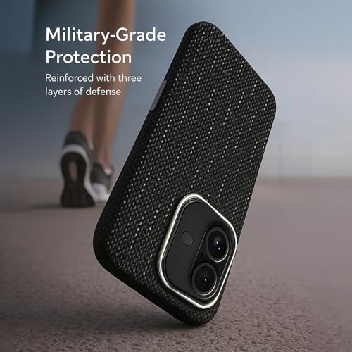 Image of AIBEX Aramid Fiber Mag-Saf Case Compatible for iPhone 16 | Slim Protective Back Cover with Built-in Magnets | Wireless Charging Support | Camera Ring Stand | Shockproof with Air Guard Corners
