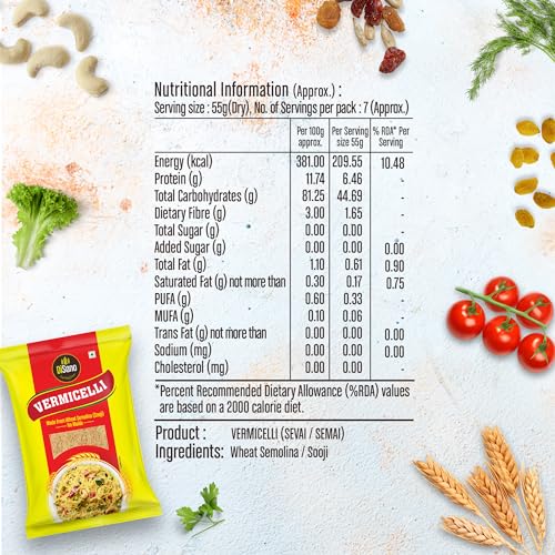 Image of DISANO Wheat Vermicelli, No Maida, Cholesterol Free - 425 Gm (Pack of 2)