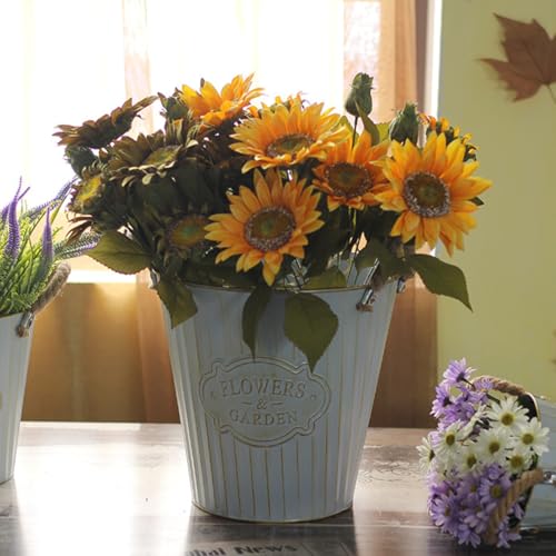 Seau à fleurs en fer blanc d'une qualité remarquable pour maison chic