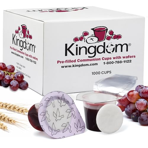 Kingdom Easy Open Prefilled Communion Cup with Wafers(1000ct) Sealed in a Single-Serving Container with Upto 1-Year Shelf Life, Perfect for Holy Eucharist Celebration in Hospitals, Summer Camps