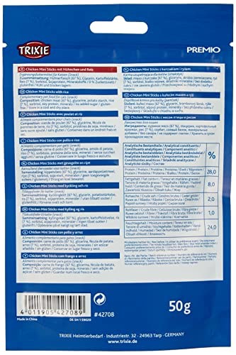 Katzenleckerlis Trixie Premio Mini Sticks Hühnchen und Reis 50g