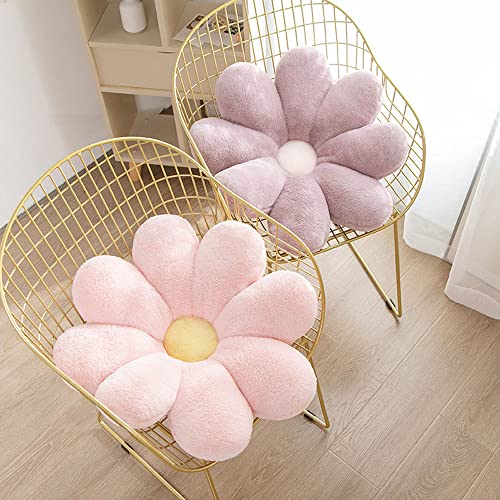 Faux Fur Flower Pillow Super Soft And Cute Floor Pillow Flower Shaped Decorative Throw Pillow Comfortable Seat Cushion Plush Flower Cushion (23.6Inch, Baby Pink) #TOP1