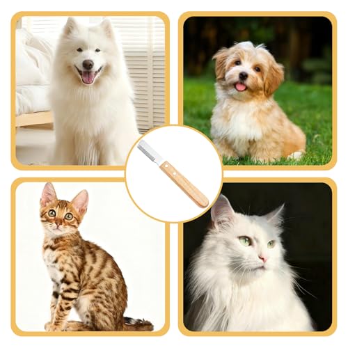 Trimmmesser für Hunde,Edelstahl Trimmer für Katzen Hund,Hundefellpflege Trimmmesser,Trimm Messer Pflegemesser,Trimmkamm Hund mit Holzgriff,Unterwolle Trimmesser für Rauhaardackel Hunde Terrier Dackel