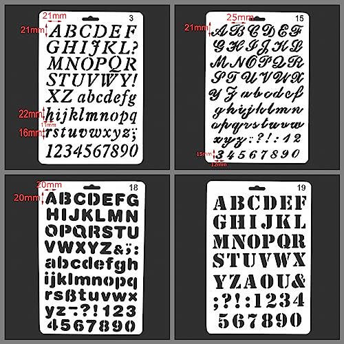 XNJIHWA 6Pcs Alphabet Stencil Set Plastic Stencils Letters Calligraphy Stencil Letter Stencils for Crafts Reusable DIY Craft Spraying Painting Drawing Diary Scrapbook - Image 3
