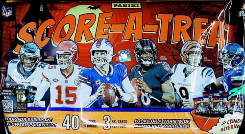 Panini 2025 NFL Score-A-Treat Football Factory Sealed Bundle Box (40 Packs of 3 Cards) Look for Exclusive Halloween Trick Treat Webs Parallels. Paper Thin Stock.