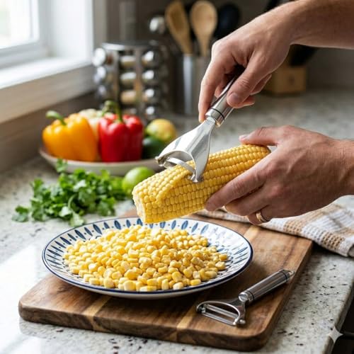 Image of Magic Corn Peeler, Stainless Steel Corn cob Peeler, Simple Corn Peeler for Corn cobs, Convenient thresher Corn Cutter, Small Kitchen Tools RCP-1
