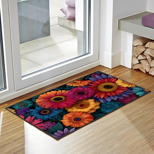 Tapete decorativo Flower Area Rug 2x3 ft lavable antideslizante miniatura 5