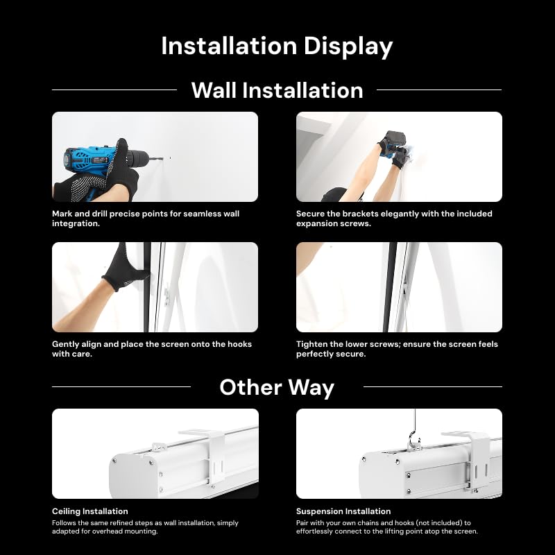 AWOL Valerion 120" Motorized Projector Screen, Rechargeable Outdoor Waterproof Drop-Down Screen, 2 Recharges Yearly, 4K/8K Ultra HD, Wrinkle-Free, for Theater-Grade Home & Backyard Movie Night - image 9