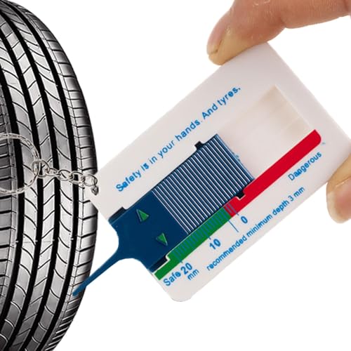 Kustimantu Strumento per misuratore di profondità del pneumatico, misuratore di profondità del battistrada del pneumatico,Misura di pneumatici professionali facili da leggere - Righello di spessore,