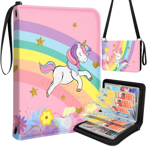 Raccoglitore di carte per 4 tasche collezione di collezionabili con 440 cartella per album di per ragazzi ragazze adolescenti arcobaleno carino anime con maniche