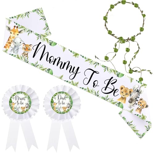 Safari Mom to Be Sash for Baby Shower Decorations Jungle Animals Baby Shower Sash for Gender Reveal Party
