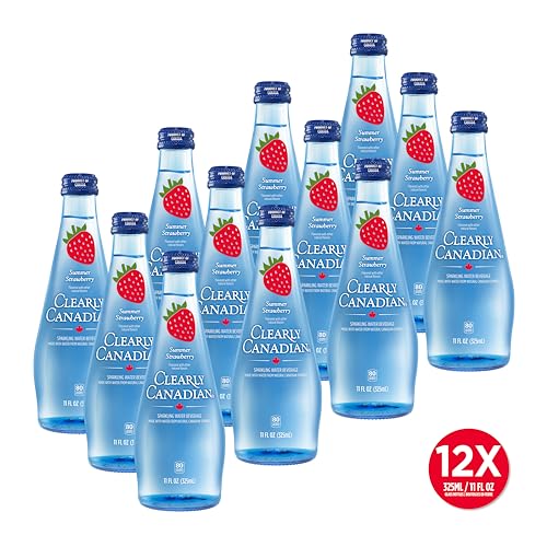 Image of Clearly Canadian Summer Strawberry Sparkling Spring Water Beverage, Natural & Carbonated. 1 Case (12 Bottles x 325mL)