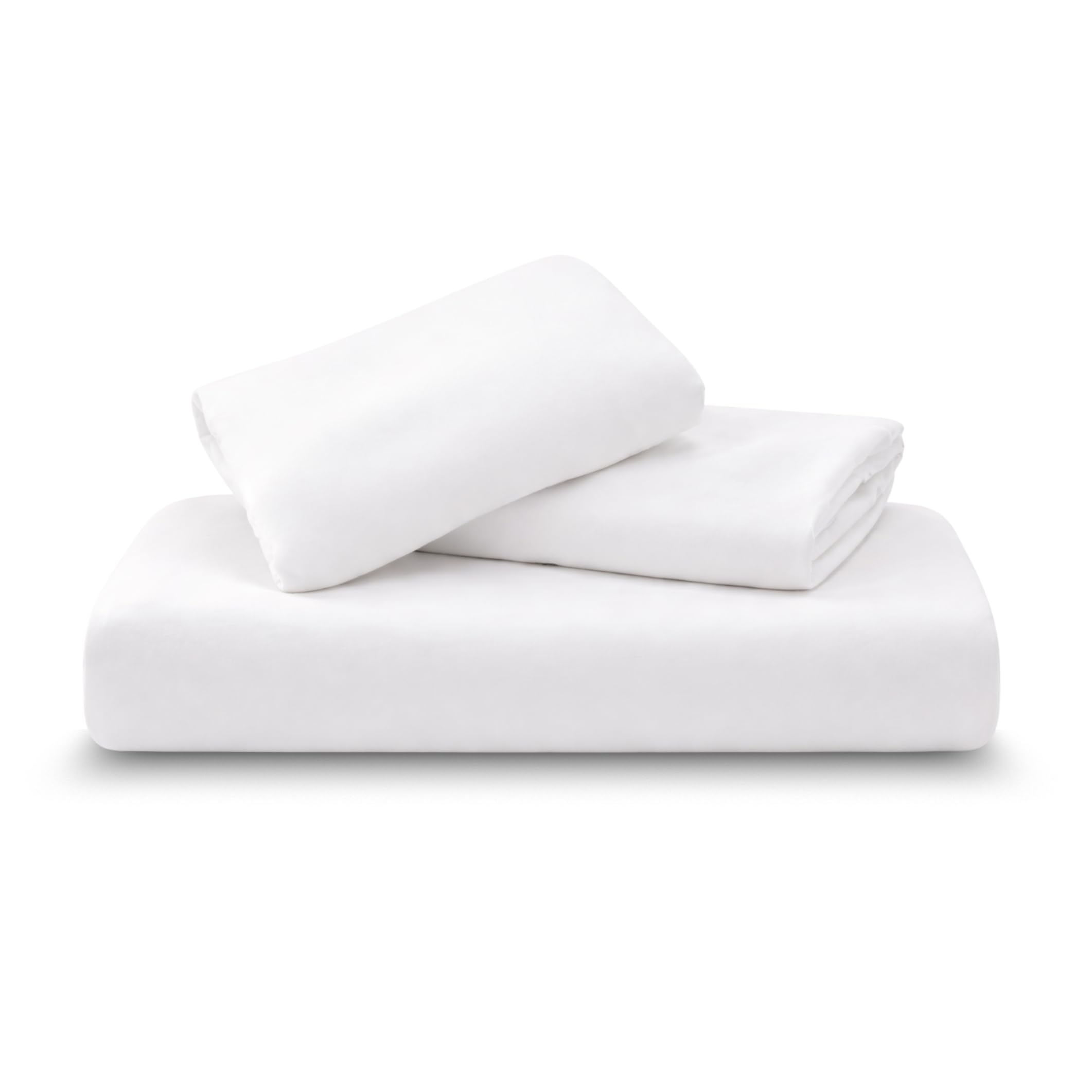 Amour Calin 3 Piece Bed Sheet Set - Easy Care Soft Brushed Microfibre Fabric - 1 Fitted Sheet, with Pair of Pillowcases - Shrinkage and Fade Resistant - 12 inches Deep Fitted (White, 4 Feet) — image 1