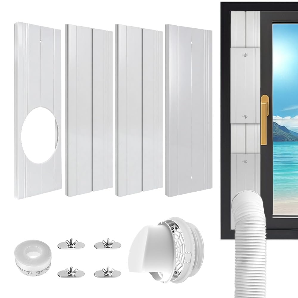 4 Pièces Kit Calfeutrage Climatiseur Fenêtre, Kit Fenetre pour Climatiseur Mobile, Kit fenêtre climatiseur Mobile, Convient aux fenêtres Coulissantes Verticales/Horizontales