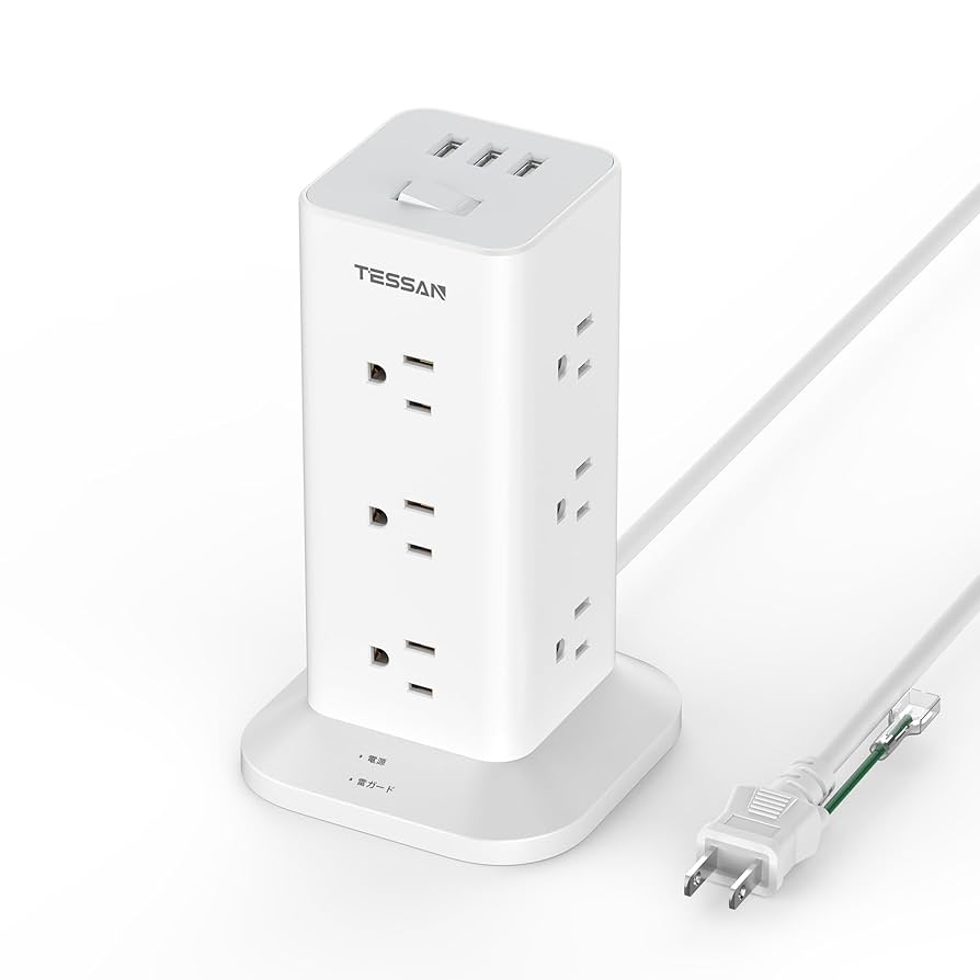 Amazon.co.jp: 電源タップ タワー 延長コード 2m TESSAN 12個AC
