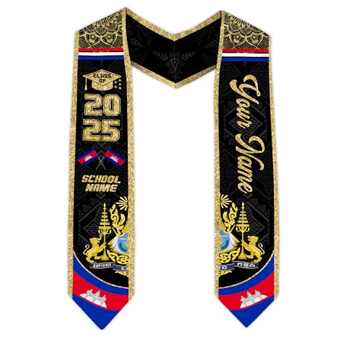 MonkeyVan Personalized Cambodian Graduation Sash, Custom Cambodian Graduation Stole, Cambodia Stoles Class Of 2025 Cd2
