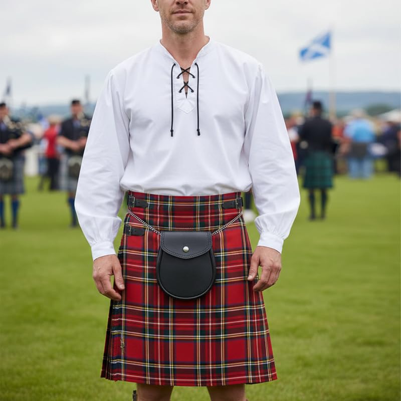 Men’s 5 Yard Tartan Kilt, Authentic Scottish Tartans, Adjustable Leather Straps, Soft Non-Itchy Fabric, Comfortable Fit - Image 2