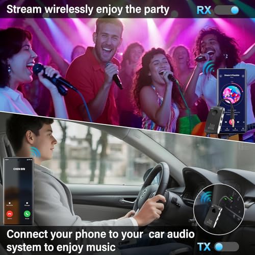Image of Bluetooth 5.4 Transmitter Receiver for 2 AirPods or BT Devices, Wireless Adapter for Flight, TV, PC and Gym, Switch, Bluetooth Wireless Transmitter with Dual Link AptX Adaptive /Low Latency /HD Audio