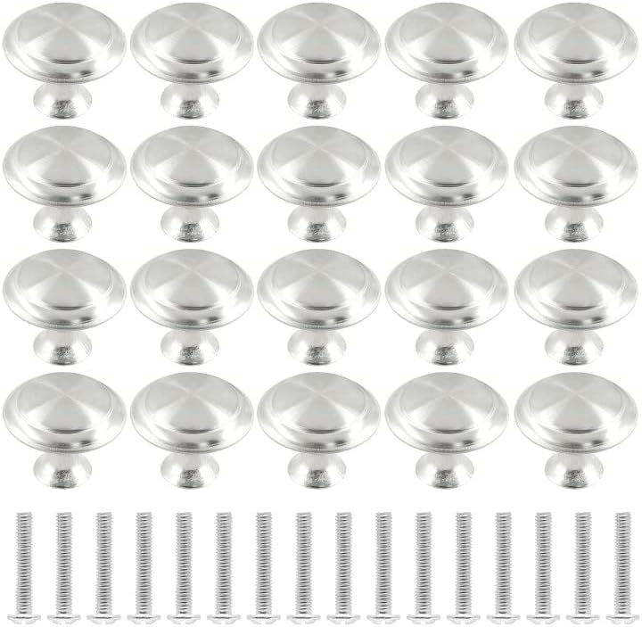 Miniatura 7 de 20 pomos redondos para gabinete, pomos plateados de 1 pulgada para cajones, pomos modernos de zinc para armario, armario, puerta