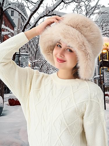 Gorro de invierno tipo bucket con piel sintética para mujer miniatura 6