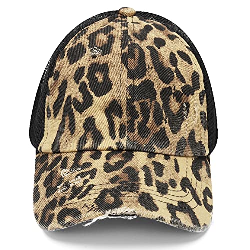 Glitter Distressed Mesh Girls Criss Cross Ponytail Hat for Kids High Messy Bun Ponycap…2