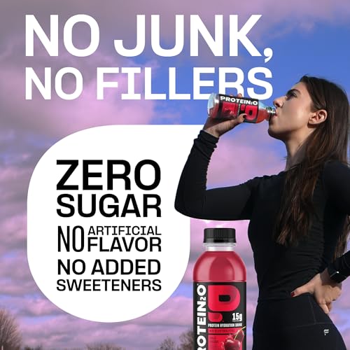 Image of Protein2o Hydration Drink - 2-in-1 Liquid Clear Whey Protein Isolate and Electrolyte Drink - 15g Protein,Vitamins B5,B6 - Post-Workout Recovery - 16.9 Fl Oz - Wild Cherry,(Pack of 24)