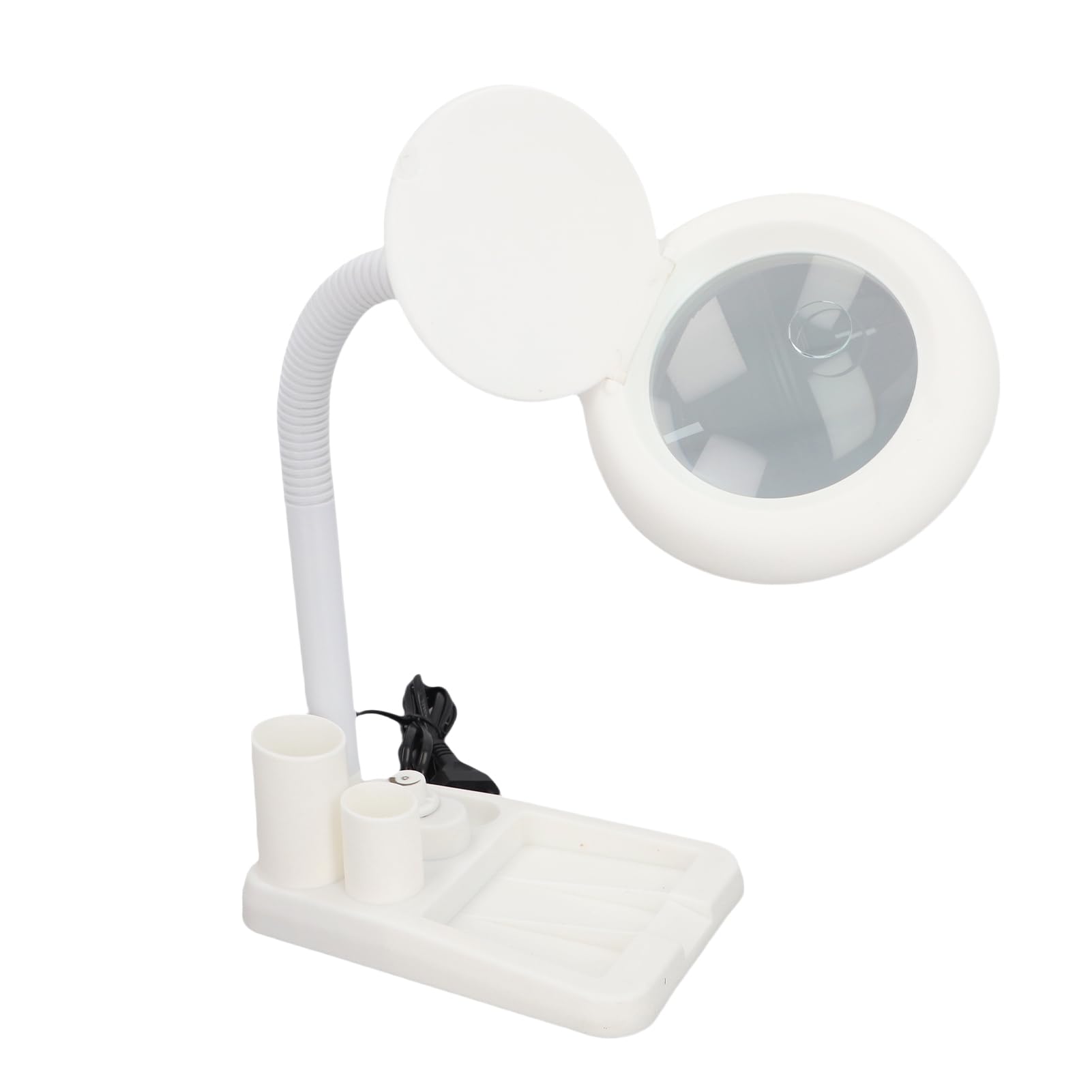 Loupe à LED avec Lumière, Loupe 5X 10X avec 36 Lumières LED Lampe de Table en Verre Grossissant Réglable pour un Travail Rapproché Blanc(blanche)
