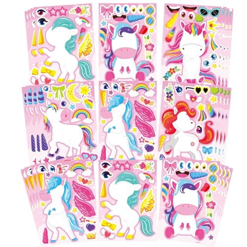 Image of Make Your Own Unicorn Stickers, Make a Face Sticker, Pink Unicorn Stickers