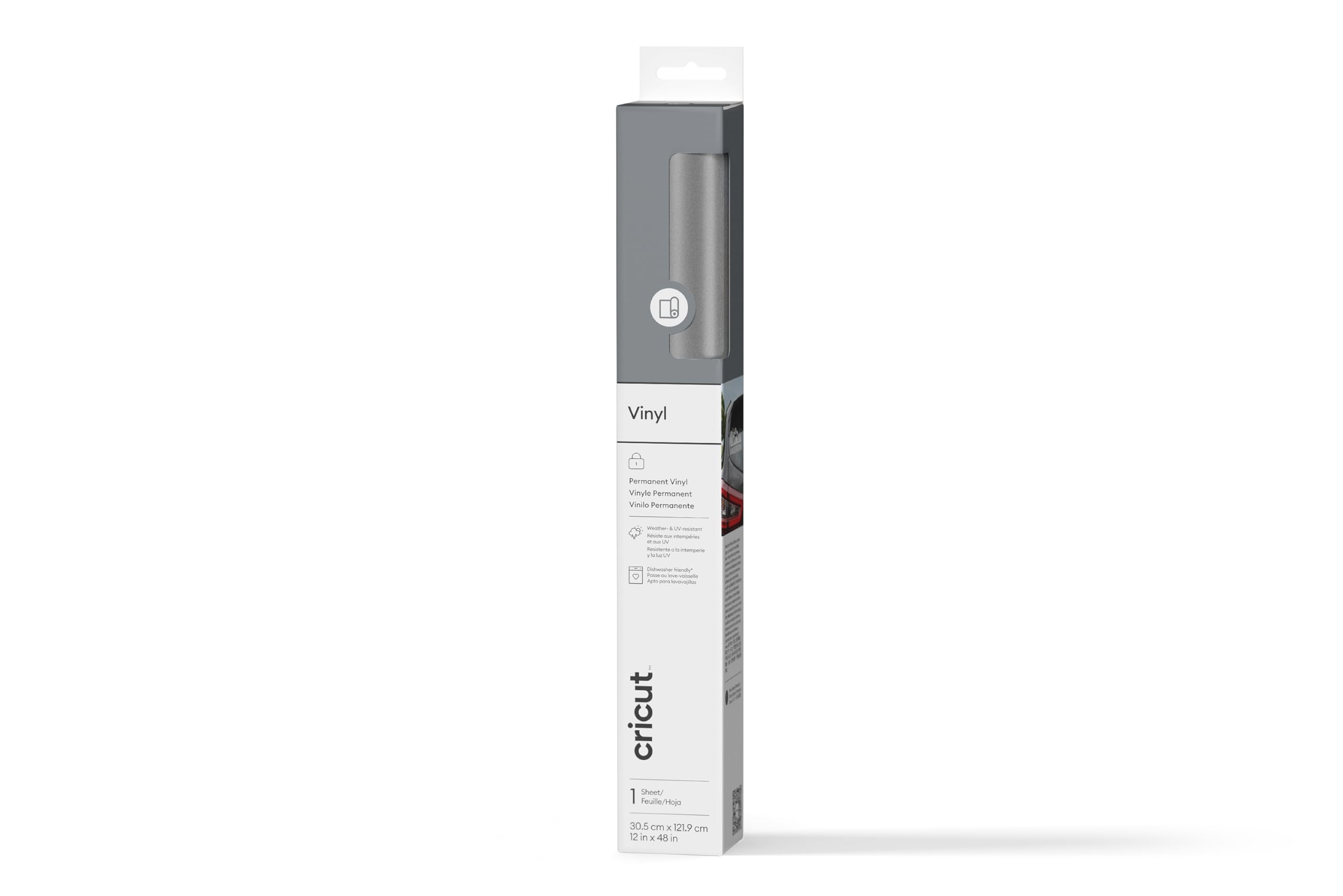 Cricut Permanent Adhesive Vinyl Sheet | 30.5 cm × 1.2 m | Gloss Silver | Self-Adhesive Vinyl for All Cutting Machines