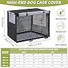 Dog Crate Cover 1200D Heavy Duty Polyester Built-in Anti-freezing Felt,for 48 inch Wire Dog Cage Winter Indoor Outdoor Protection,Waterproof Frostproof Large Dog Kennel Covers - Only cover (Black)
