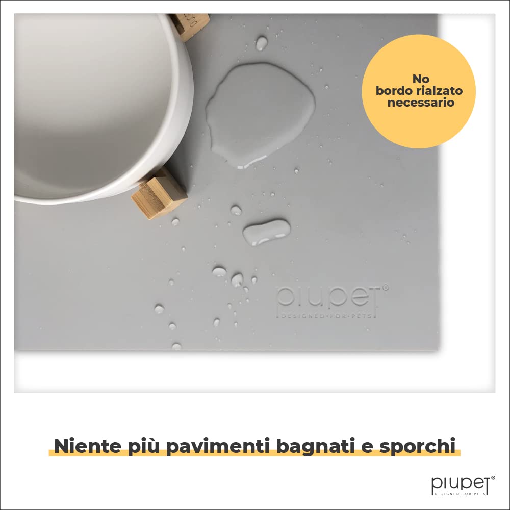PiuPet® Tappetino per Ciotola Cani e Gatti I 60x40cm I Idrorepellente I Tappetini Sottociotola I Facile da Pulire I Tappetino Silicone Antiscivolo | Tappeto Ciotole Cane | Accessori Gatti