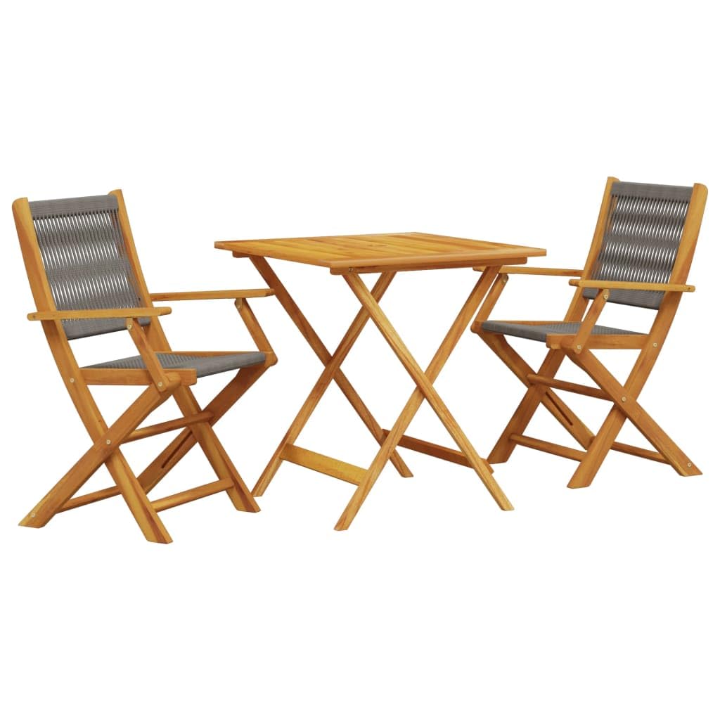 Salon de jardin 5 pièces en acacia massif avec table et chaises pliantes