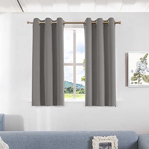 Aquazolax Bedroom Blackout Curtains and Drapes - Solid Thermal Insulated Grommet Blackout Drapery