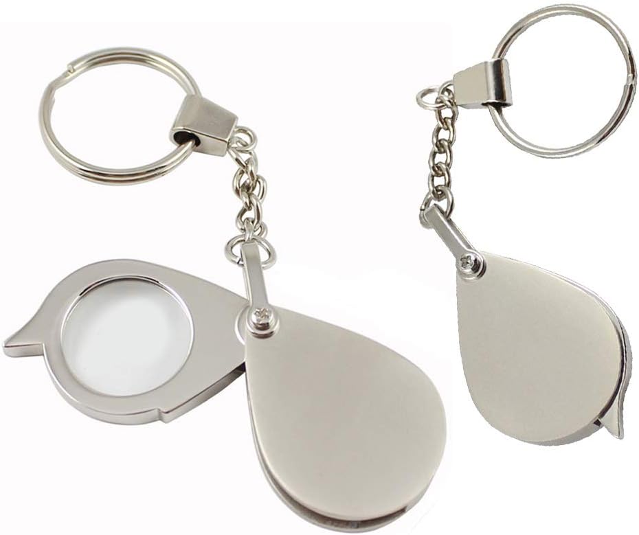 Magnifying Glasses Folding Key Ring Magnifier Key Chain Magnifying Glass Loupe Pocket Tool 8X 30mm Waterproof for Stamps/Postcards/Coins The New