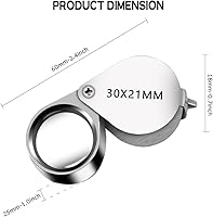 Vista 6 de Jewelers Loupe Magnifier Pocket Foldable 30x 21mm Jewelry Eye Magnifying Glass Magnifier for Jewelers Gems Diamonds Plants Coins Stamps Antiques and
