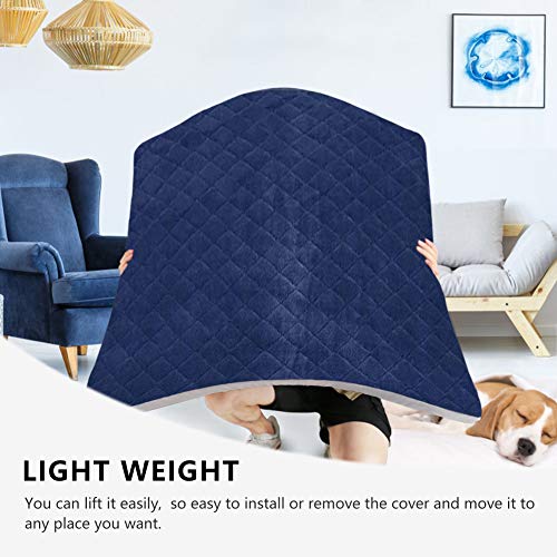 Image of Large Dog Bed Pet Beds Crate Mat Orthopedic Foam Dog Mats for Sleeping Washable Anti Slip Mattress with Removable Cover Grey Blue, XL