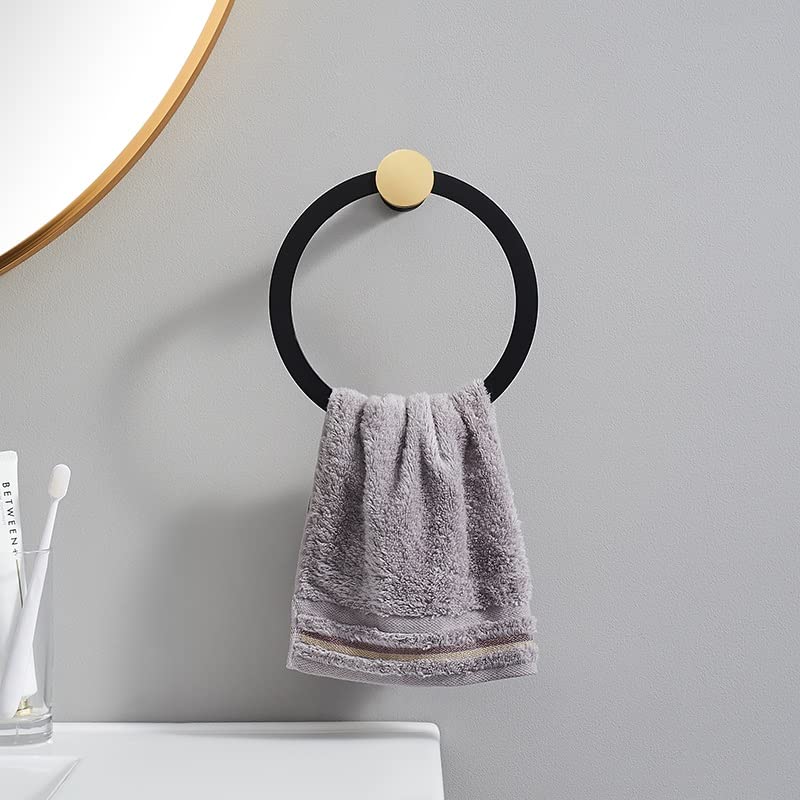 Ensemble de support de salle de bain noir et or avec barre cuivre 24cm